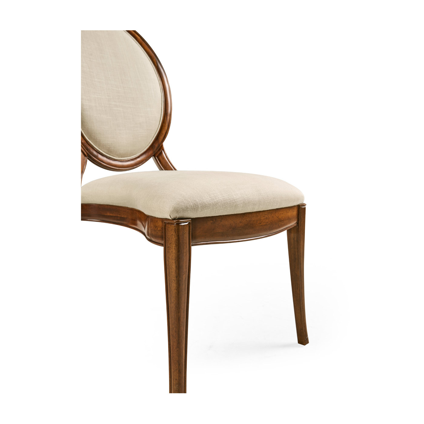 Stacking Spoon Back Walnut Dining Side Chair, Upholstered in Mazo