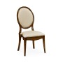 Stacking Spoon Back Walnut Dining Side Chair, Upholstered in Mazo