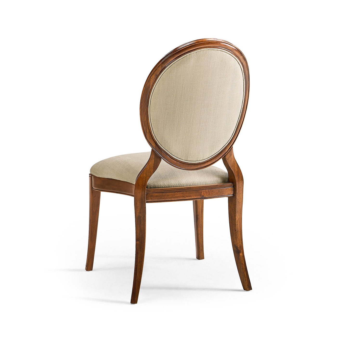 Stacking Spoon Back Walnut Dining Side Chair, Upholstered in Mazo