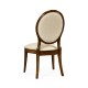 Stacking Spoon Back Walnut Dining Side Chair, Upholstered in Mazo