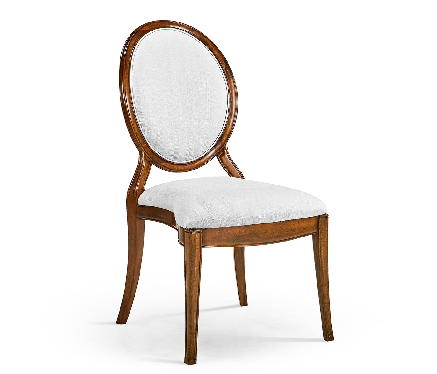 Stacking Spoon Back Walnut Dining Side Chair, Upholstered in COM