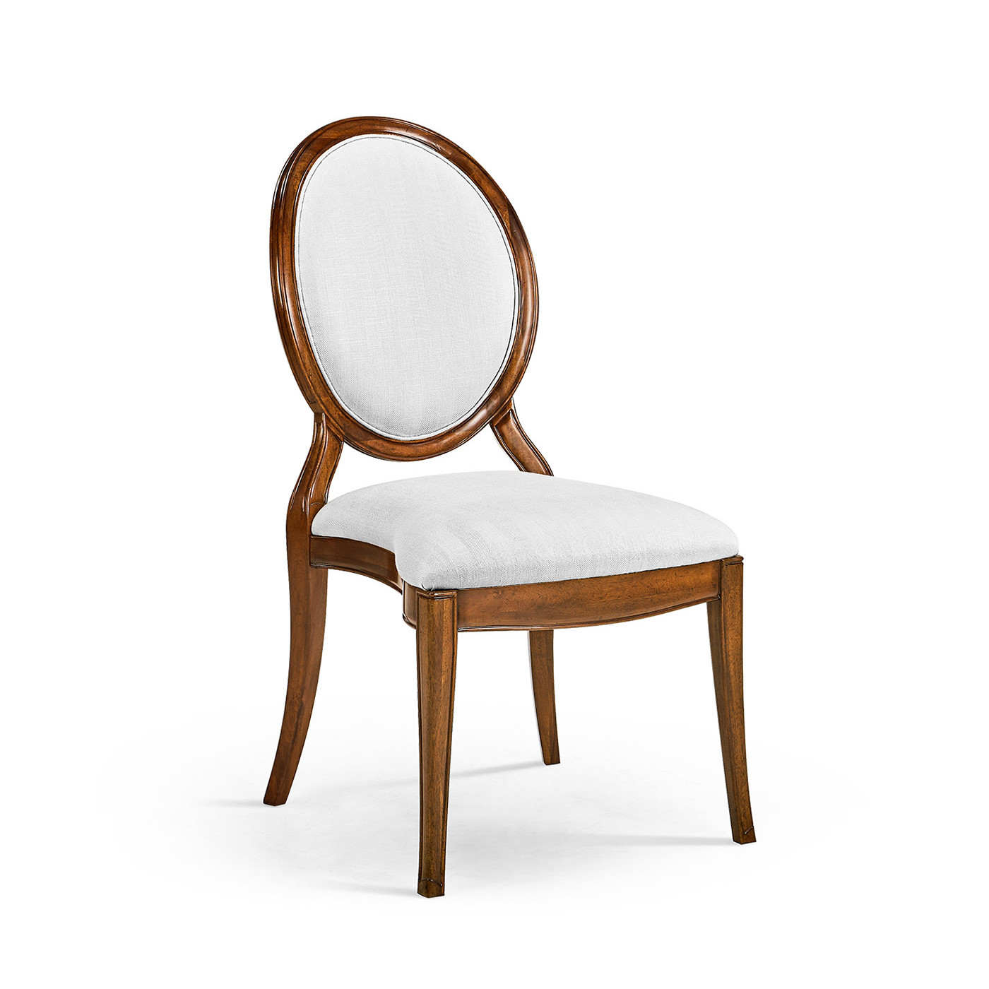 Stacking Spoon Back Walnut Dining Side Chair, Upholstered in COM