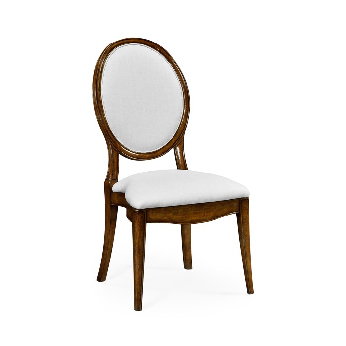 Stacking Spoon Back Walnut Dining Side Chair, Upholstered in COM