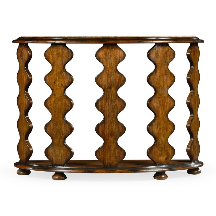 Demilune Console Table in Rustic Walnut