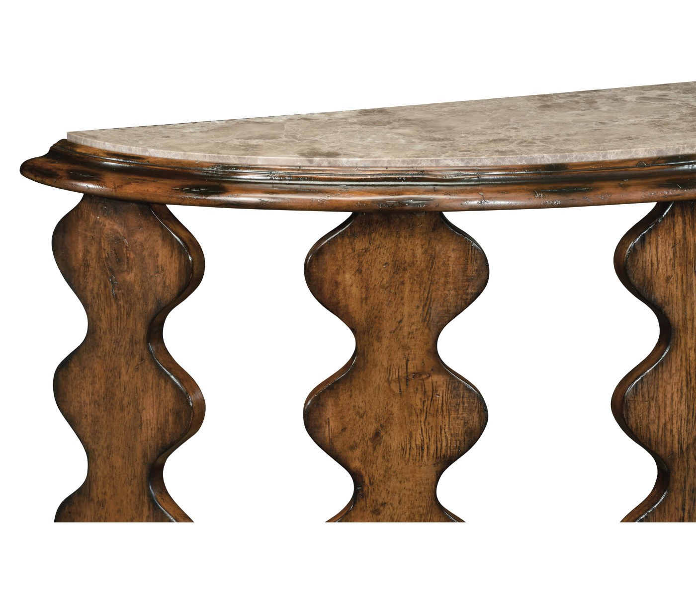 Demilune Console Table in Rustic Walnut