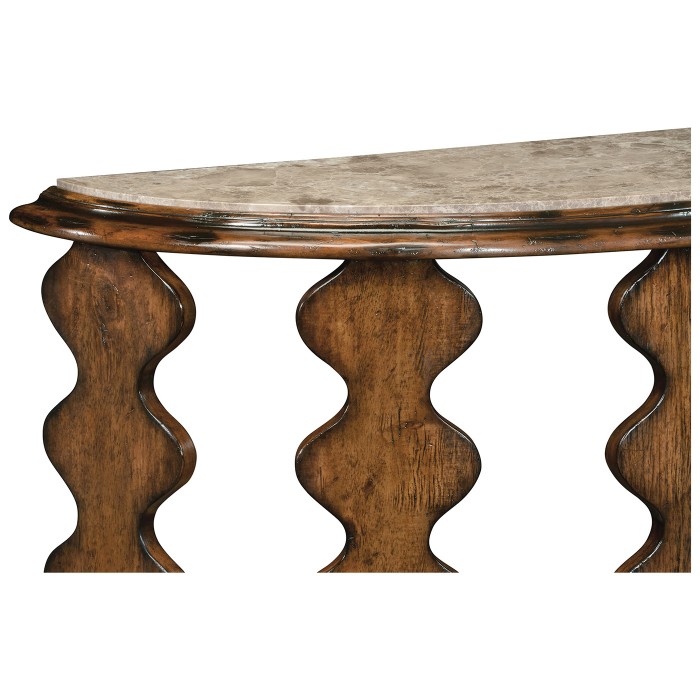 Demilune Console Table in Rustic Walnut