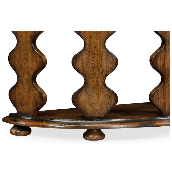 Demilune Console Table in Rustic Walnut