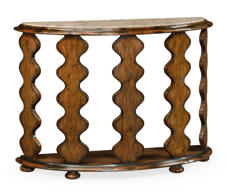 Demilune Console Table in Rustic Walnut
