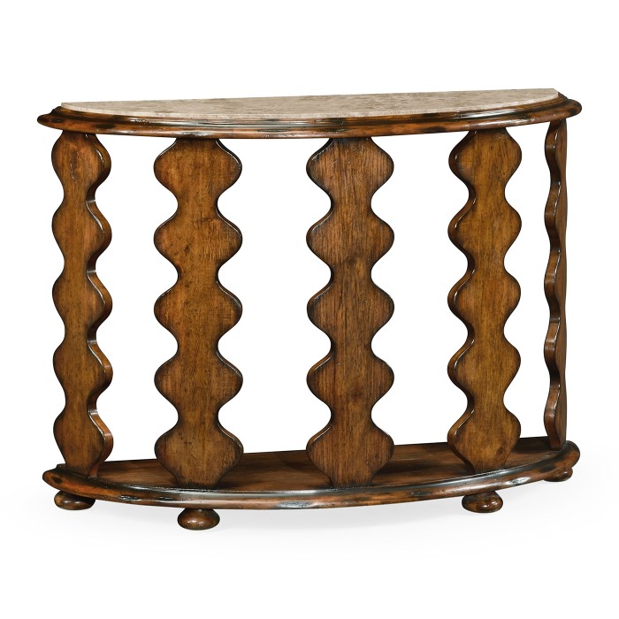 Demilune Console Table in Rustic Walnut