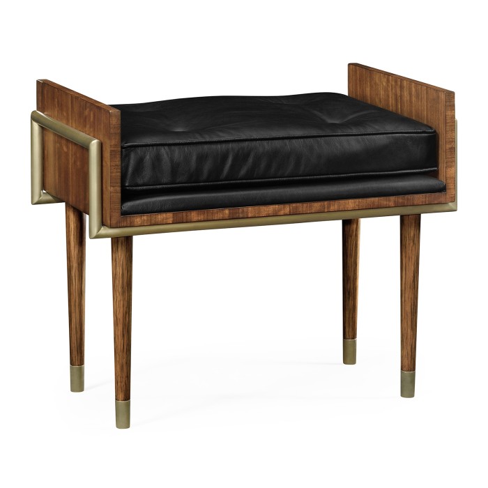 Cosmo Hyedua Stool, Upholstered in Black Leather