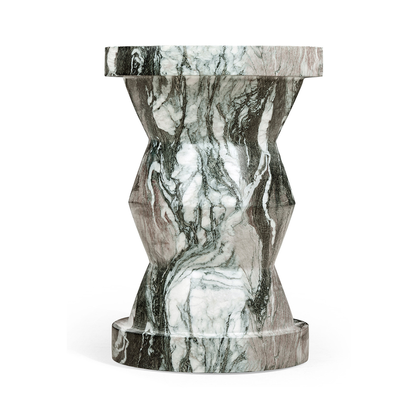 Round Geometric Faux Black & Grey Marble Wine Table