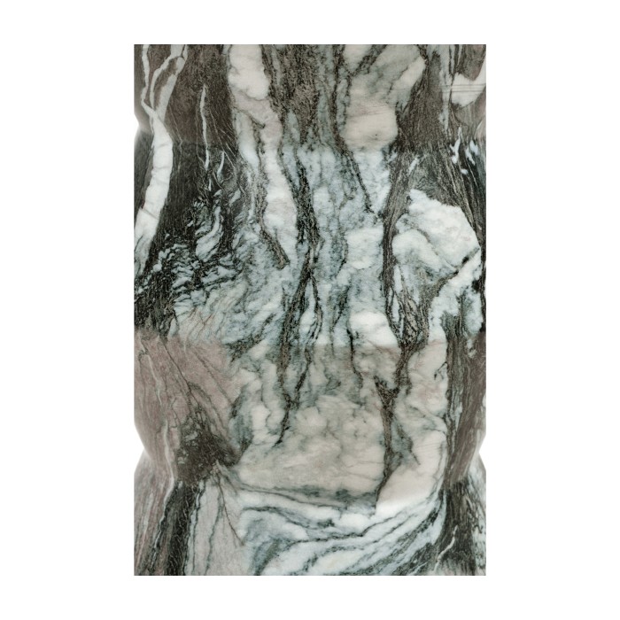 Round Geometric Faux Black & Grey Marble Wine Table