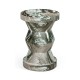 Round Geometric Faux Black & Grey Marble Wine Table