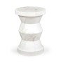Round Geometric Faux White & Grey Marble Wine Table