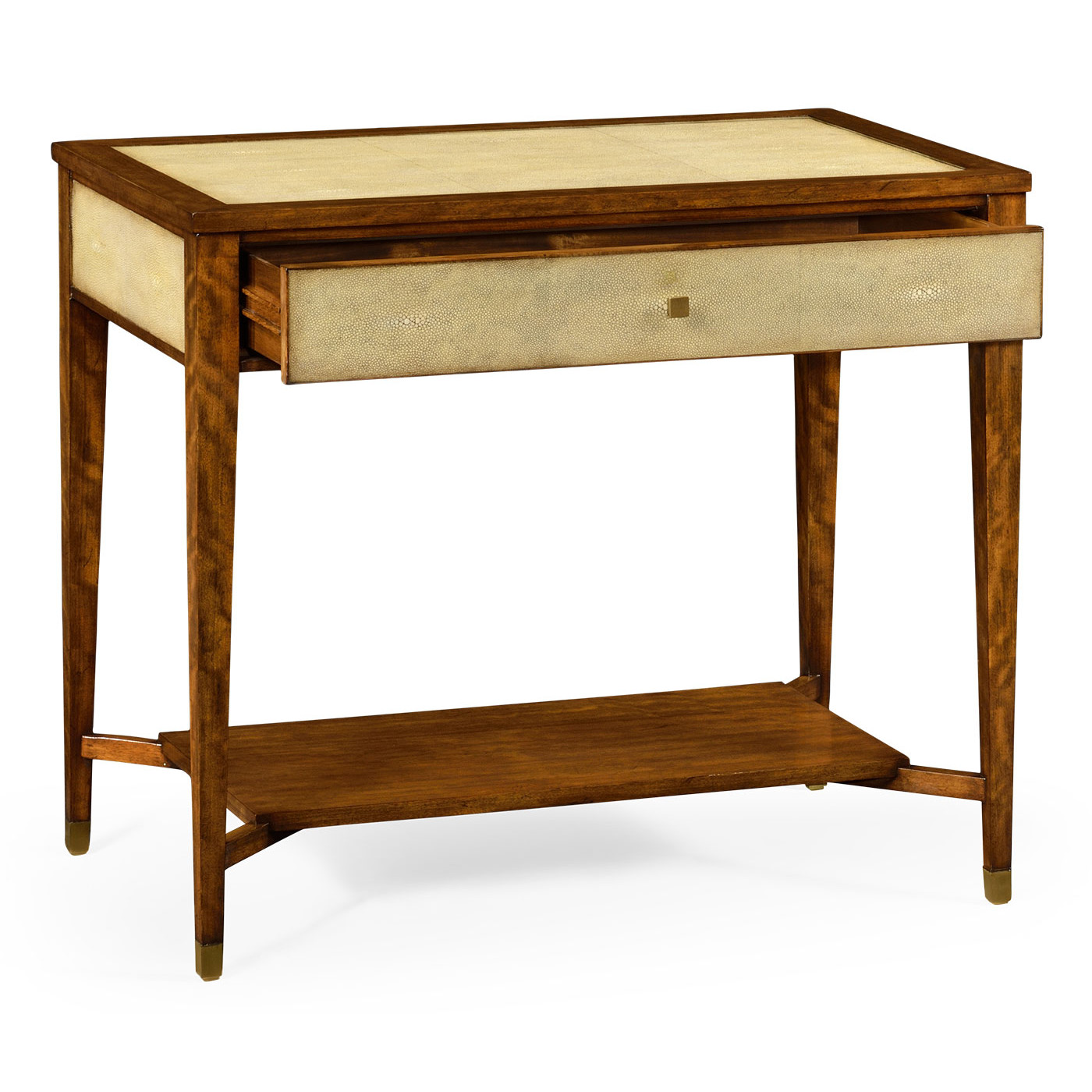 Ivory Shagreen Rectangular Sofa Table with Drawer