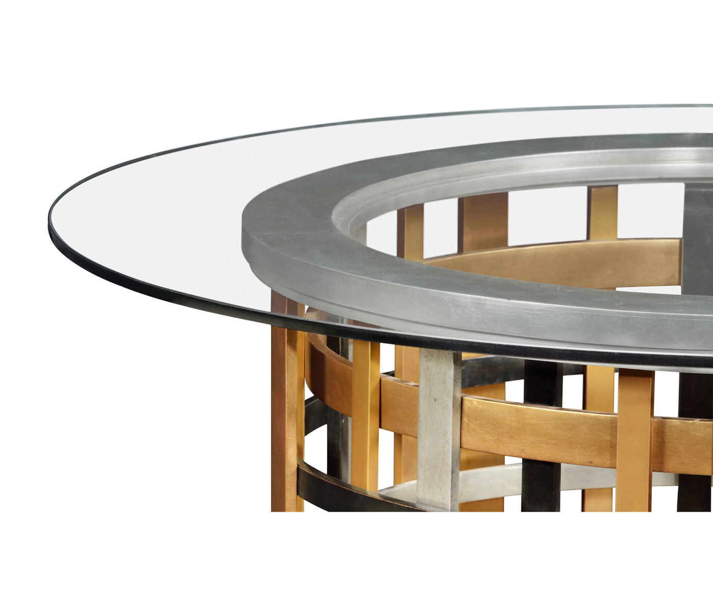 Multi Metal Round Plaid Centre Table