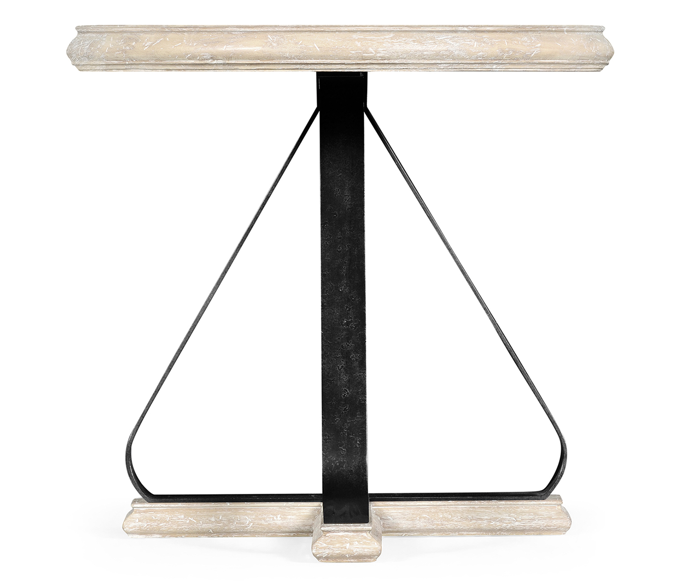 Round Side Table with Iron Base in Limed Acacia