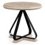 Round Side Table with Iron Base in Limed Acacia