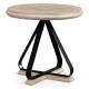 Round Side Table with Iron Base in Limed Acacia