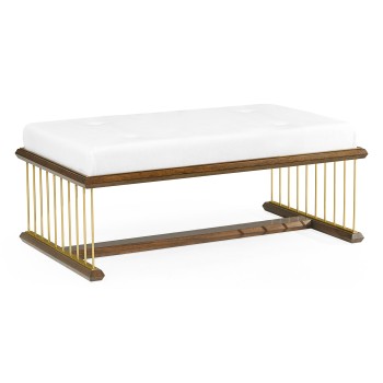 Camden Walnut Cocktail Ottoman with Tray, Upholstered in COM by Distributor