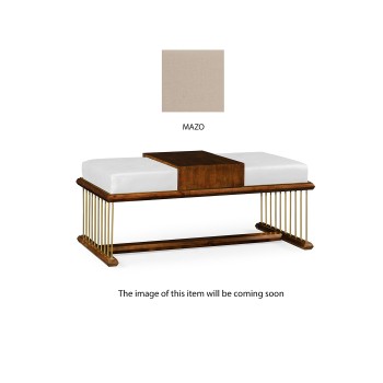 Camden Walnut Cocktail Ottoman with Tray, Upholstered in MAZO