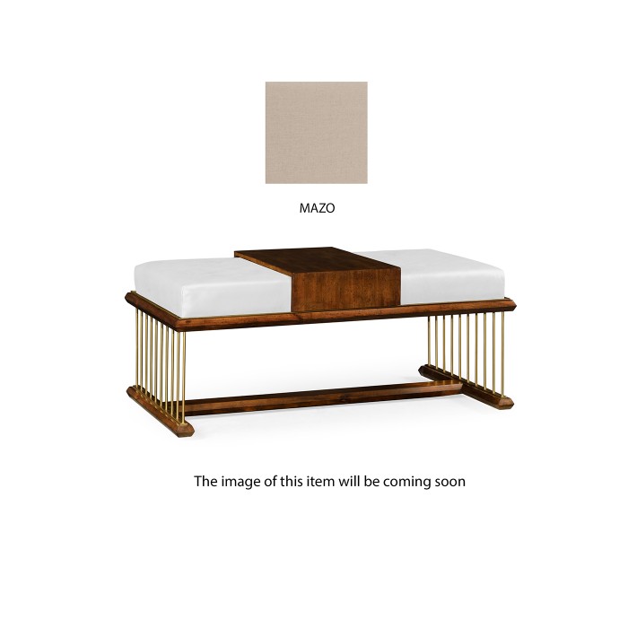 Camden Walnut Cocktail Ottoman with Tray, Upholstered in MAZO