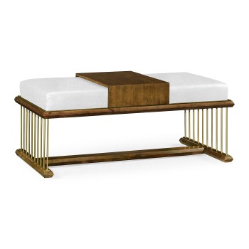 Camden Walnut Cocktail Ottoman with Tray, Upholstered in COM
