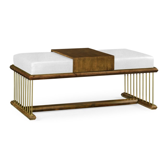 Camden Walnut Cocktail Ottoman with Tray, Upholstered in COM