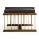 Camden Walnut Cocktail Ottoman with Tray, Upholstered in Black Leather