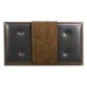 Camden Walnut Cocktail Ottoman with Tray, Upholstered in Black Leather