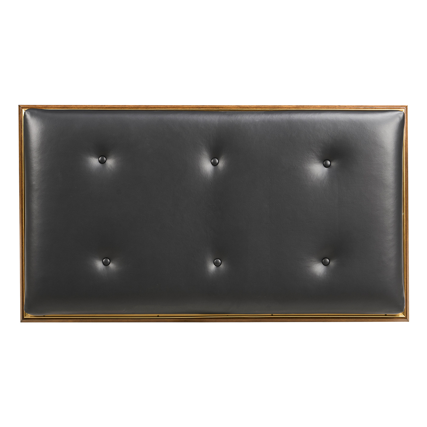 Camden Walnut Cocktail Ottoman with Tray, Upholstered in Black Leather
