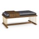Camden Walnut Cocktail Ottoman with Tray, Upholstered in Black Leather