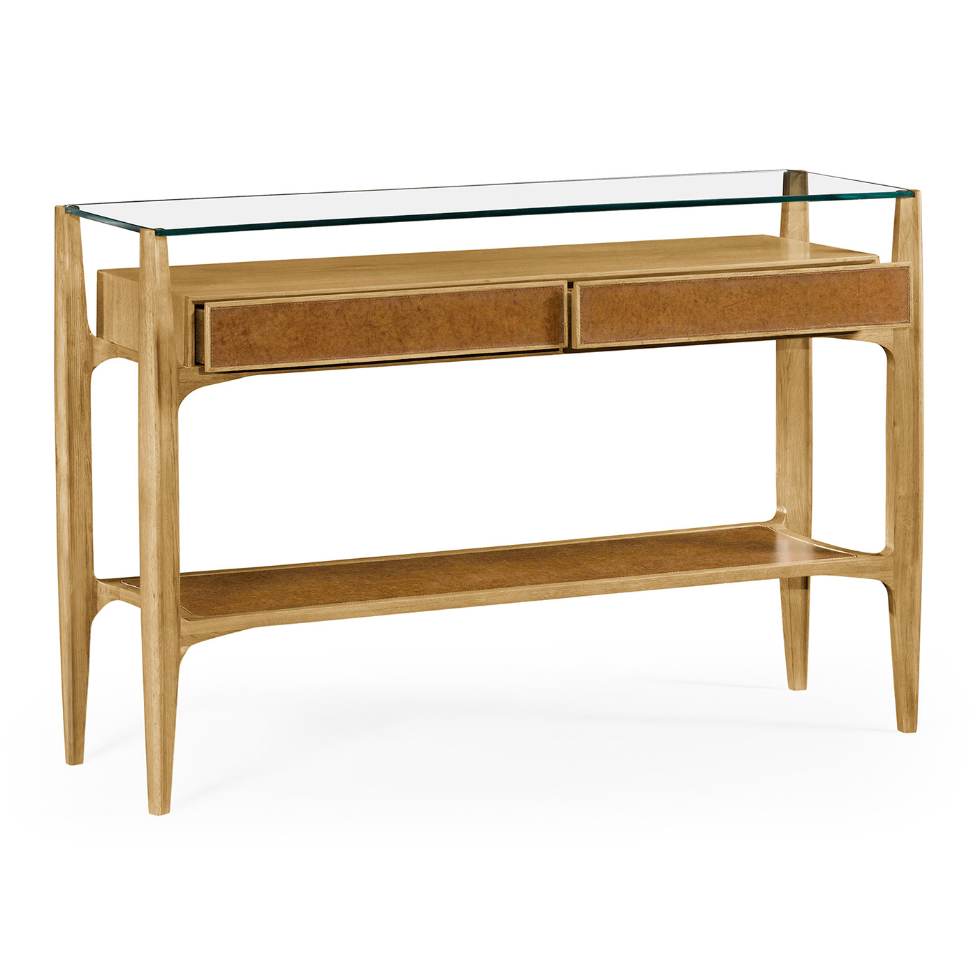 Architects Console Table with Drawers Ang Glass Top