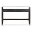 Architects Black Leather & Black Mocha Oak Console Table with Drawers and Glass Top