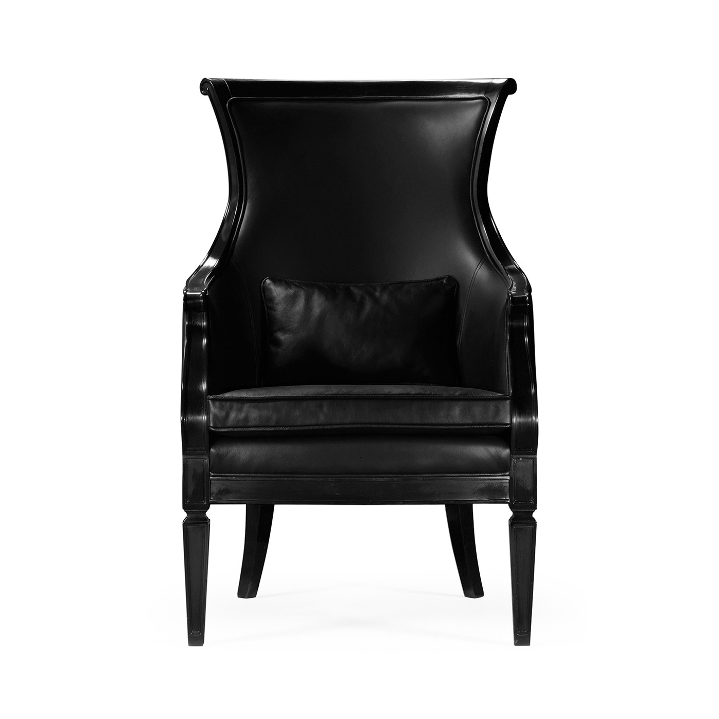 Upholstered occasional chair in black leather