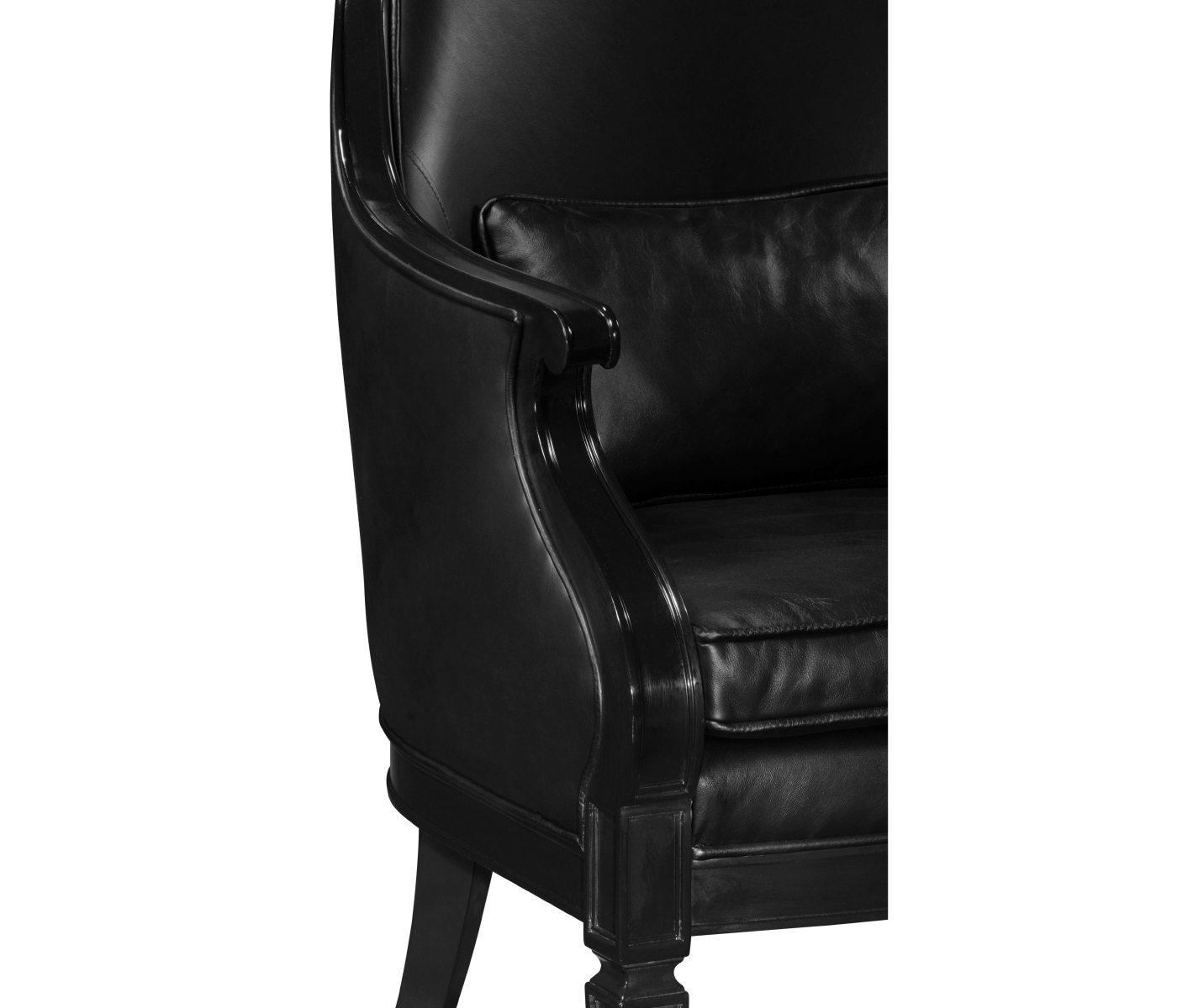Upholstered occasional chair in black leather