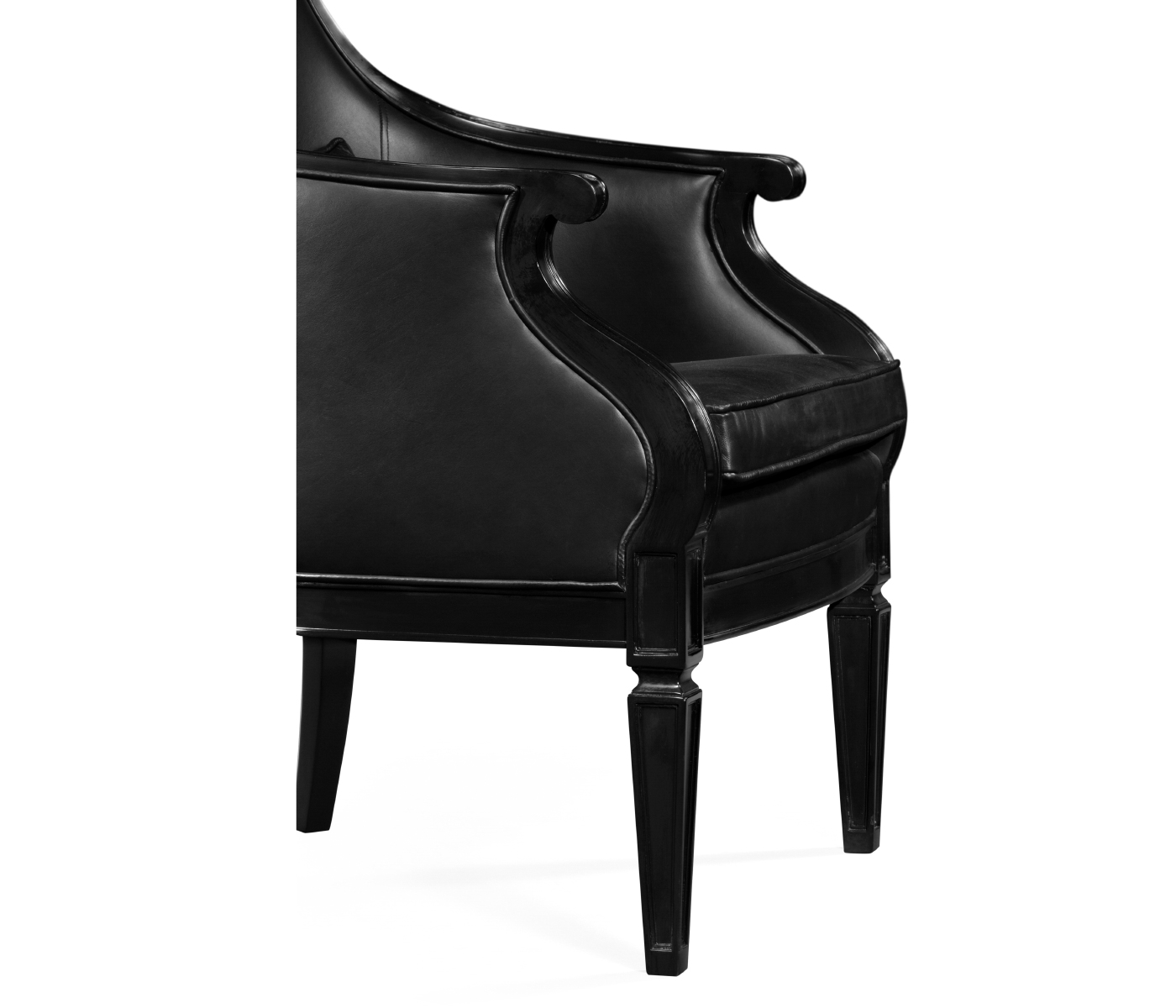 Upholstered occasional chair in black leather