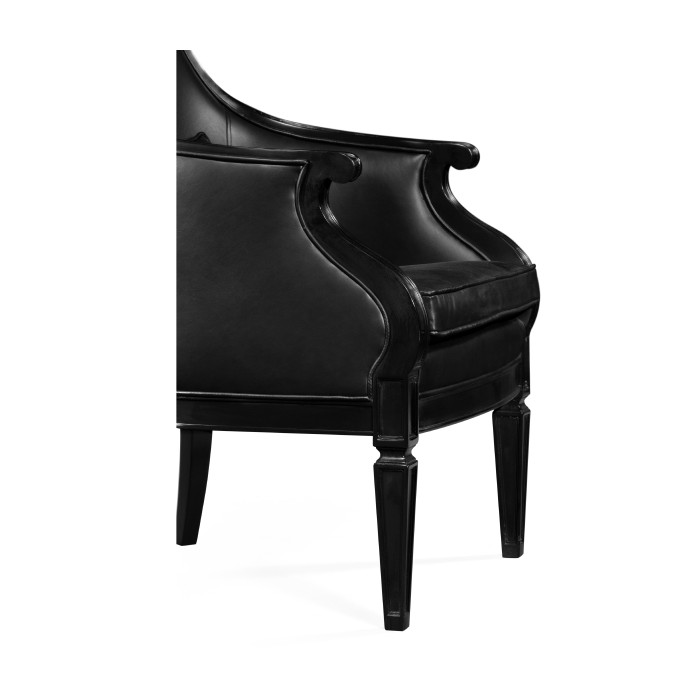 Upholstered occasional chair in black leather