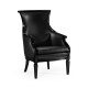 Upholstered occasional chair in black leather