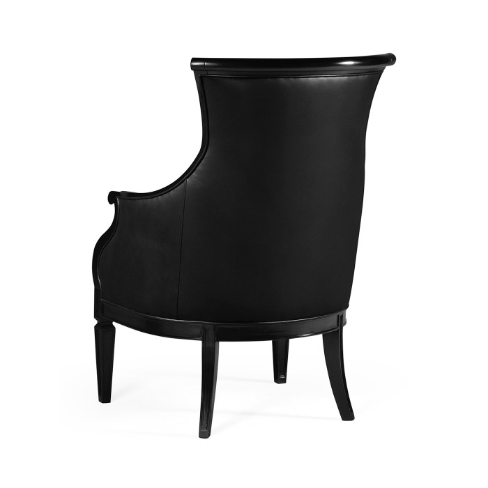 Upholstered occasional chair in black leather