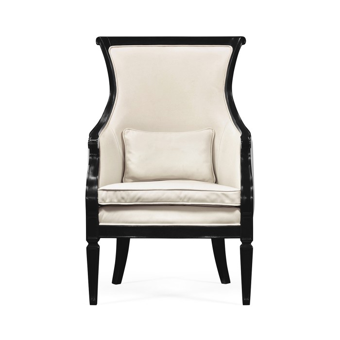 Upholstered occasional chair in cream leather