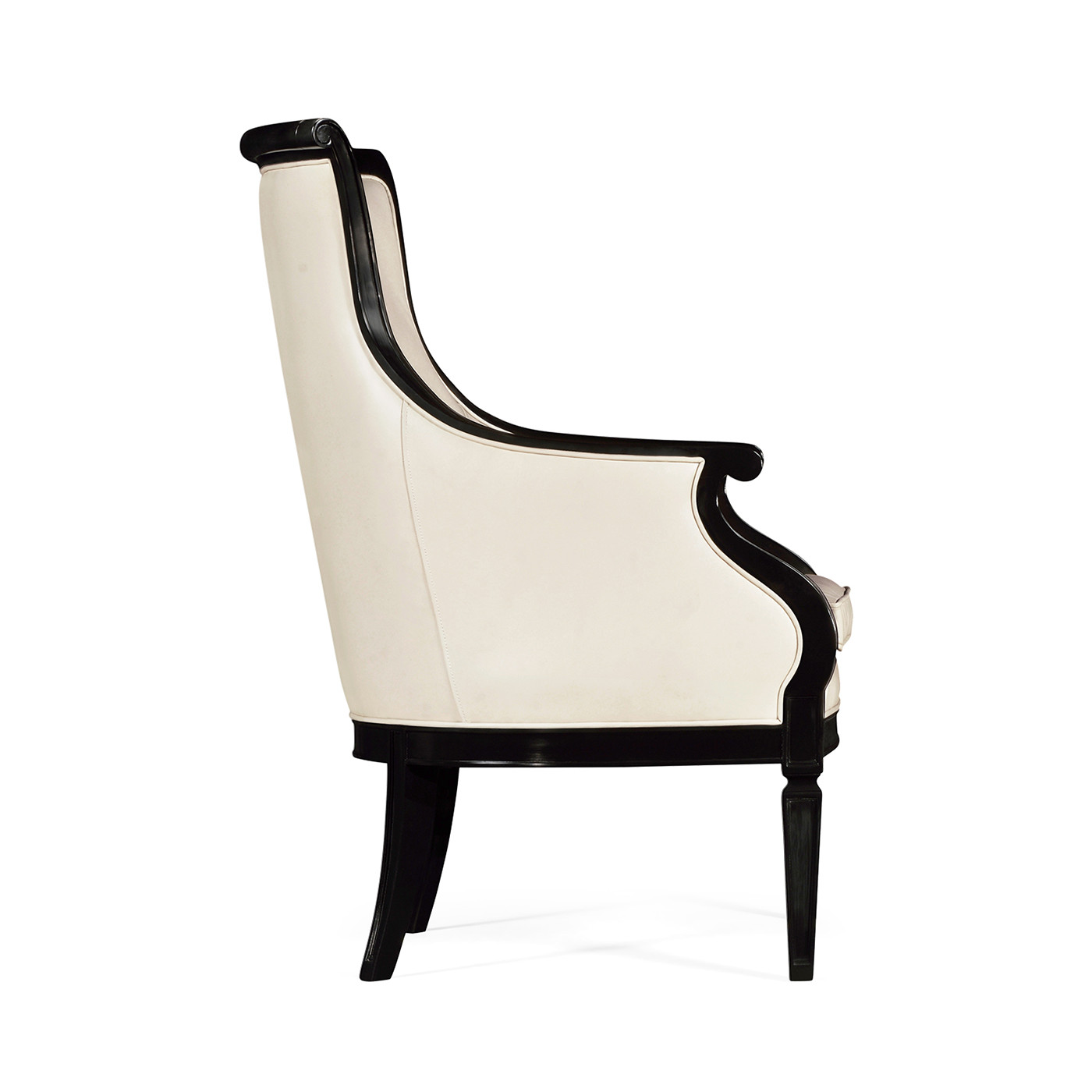 Upholstered occasional chair in cream leather