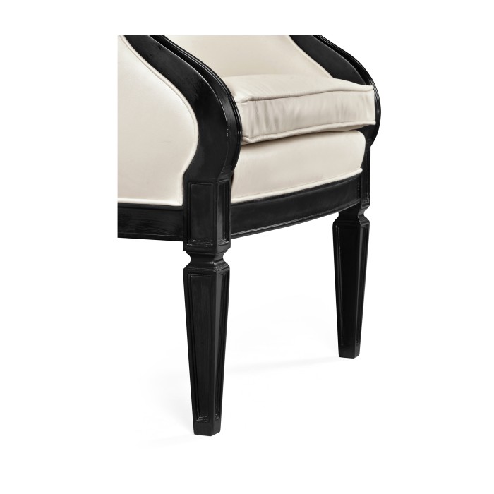 Upholstered occasional chair in cream leather