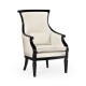 Upholstered occasional chair in cream leather