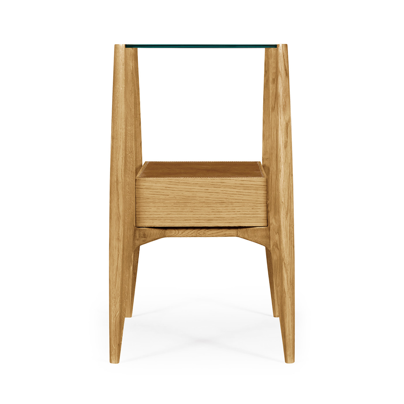 Rectangular Architects End Table with Drawer and Glass Top