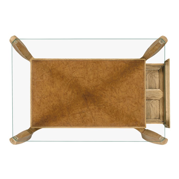 Rectangular Architects End Table with Drawer and Glass Top