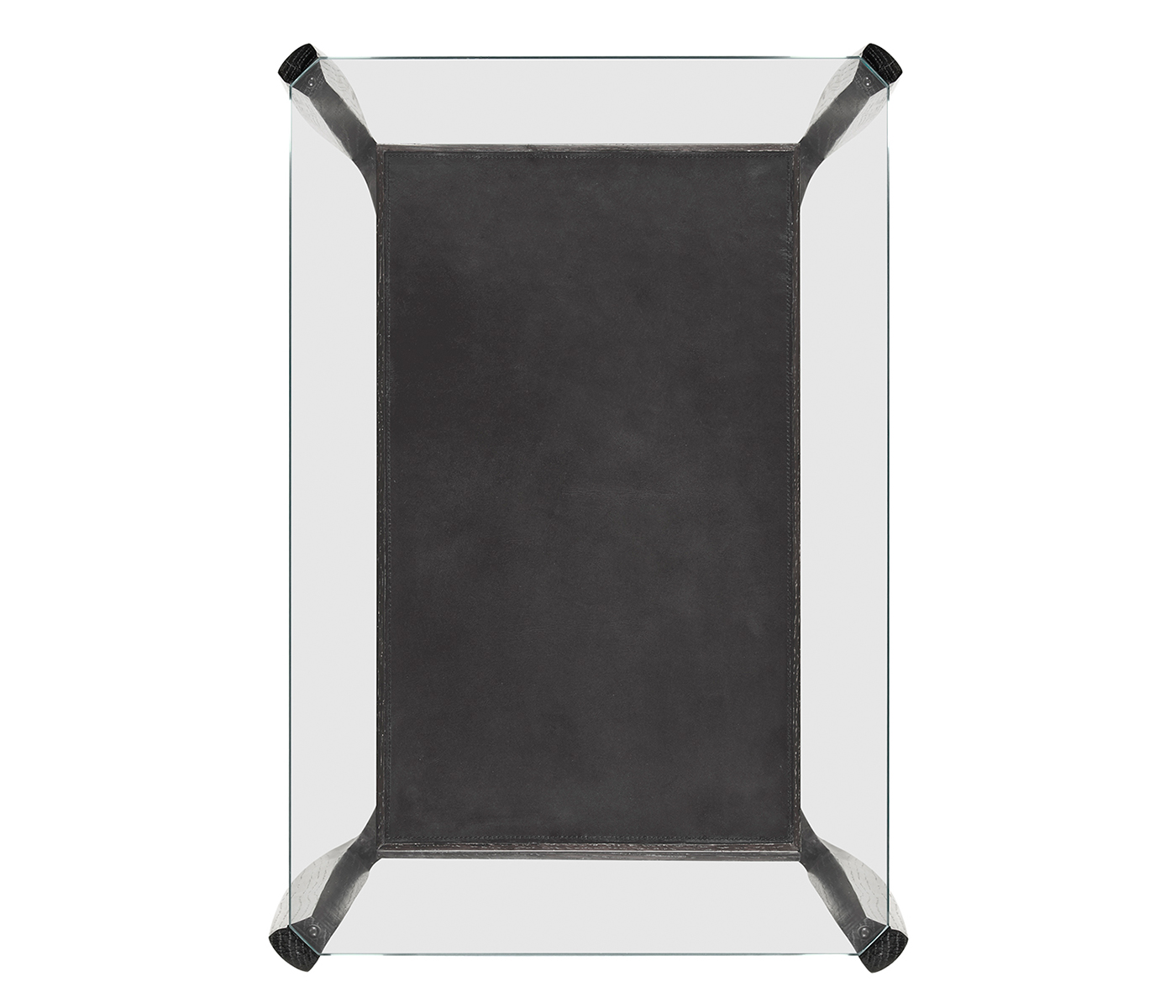 Rectangular Architects Black Mocha Oak End Table with Under-tier and Glass Top