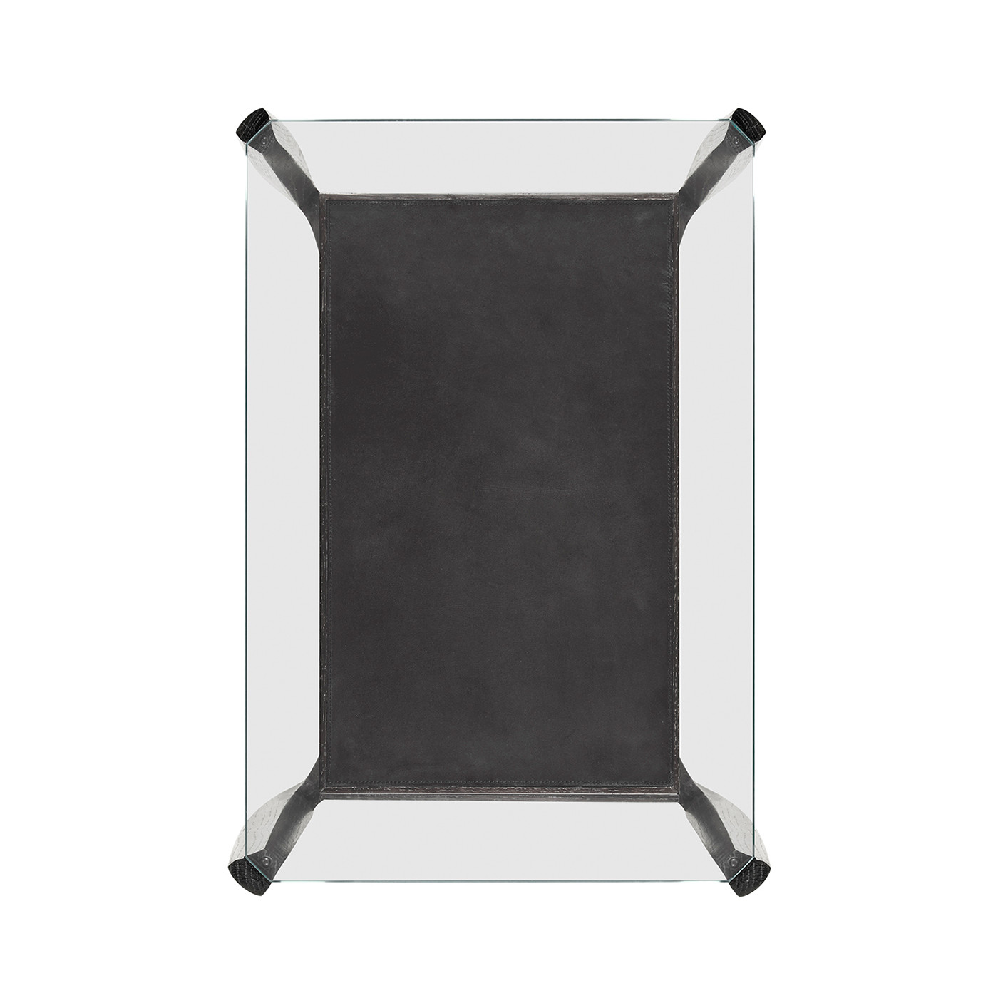 Rectangular Architects Black Mocha Oak End Table with Under-tier and Glass Top