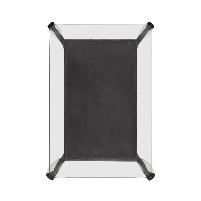 Rectangular Architects Black Mocha Oak End Table with Under-tier and Glass Top