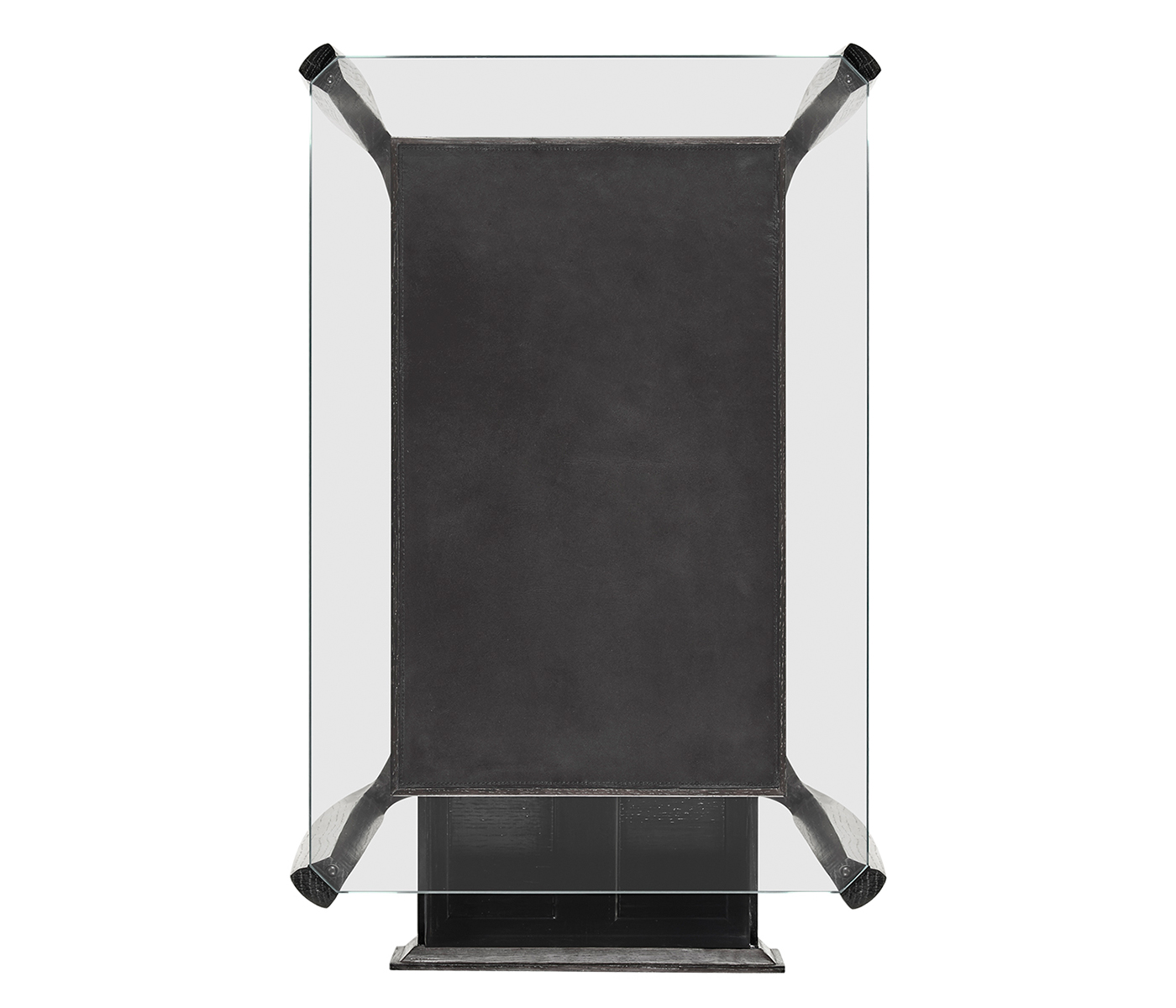 Rectangular Architects Black Mocha Oak End Table with Under-tier and Glass Top